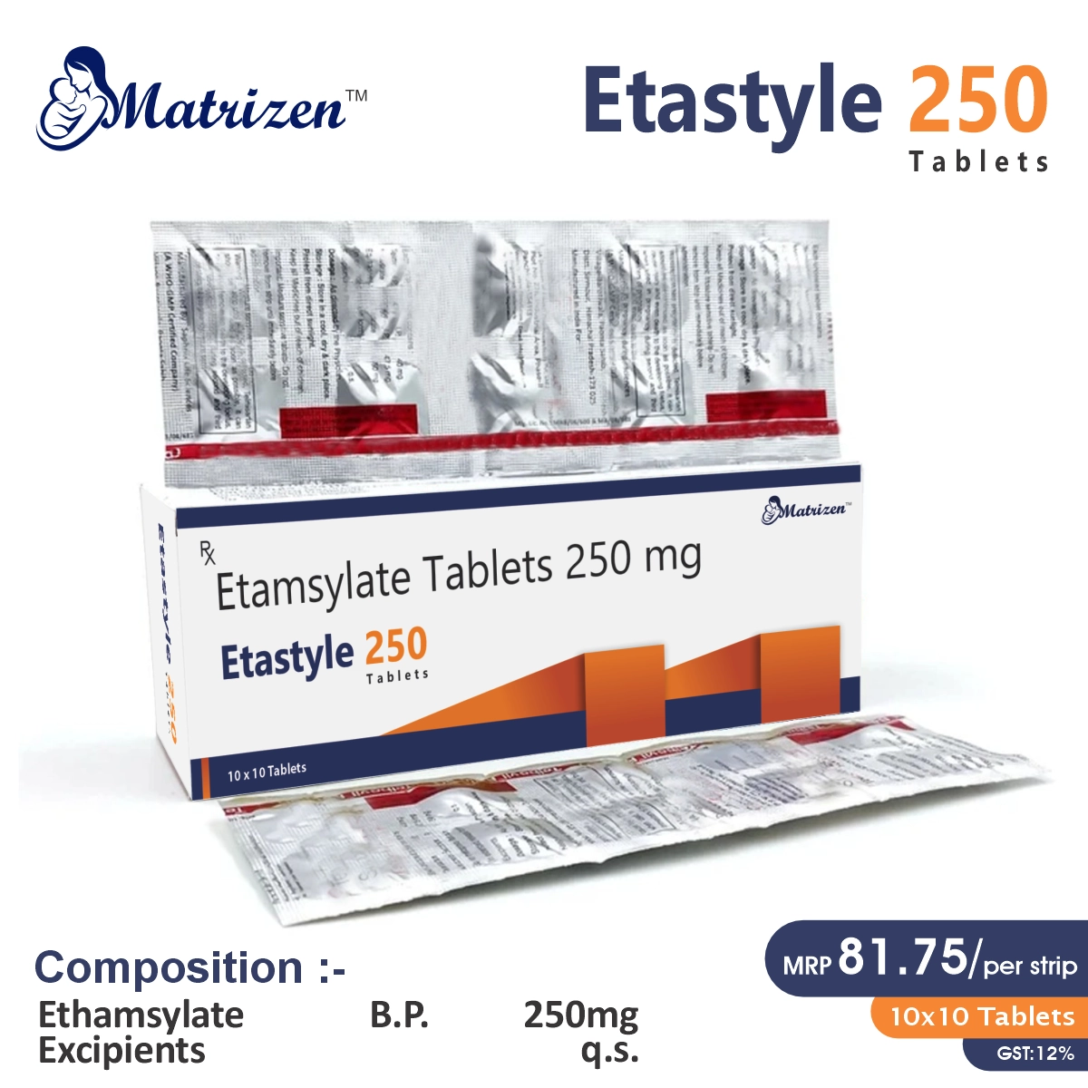 Ethamsylate (250mg) Tablet at the best price in PCD Pharma Franchise for Hemostatic Agent, Bleeding Disorders, and Menorrhagia Treatment.